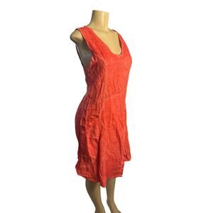 Women S ONZ Made in Italy 100% Linen Lagenlook Pink Dress Sleeveless Asymmetric